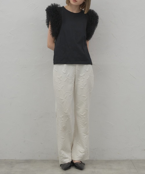 leimn(レイムン)の「フリルチュールスリーブトップス(Tシャツ/カットソー・レディース・ブラック/チャコールグレー/ホワイト・M)」の12枚目の写真
