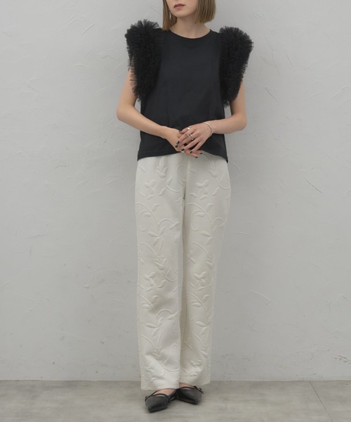 leimn(レイムン)の「フリルチュールスリーブトップス(Tシャツ/カットソー・レディース・ブラック/チャコールグレー/ホワイト・M)」の13枚目の写真