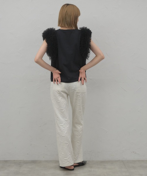 leimn(レイムン)の「フリルチュールスリーブトップス(Tシャツ/カットソー・レディース・ブラック/チャコールグレー/ホワイト・M)」の14枚目の写真