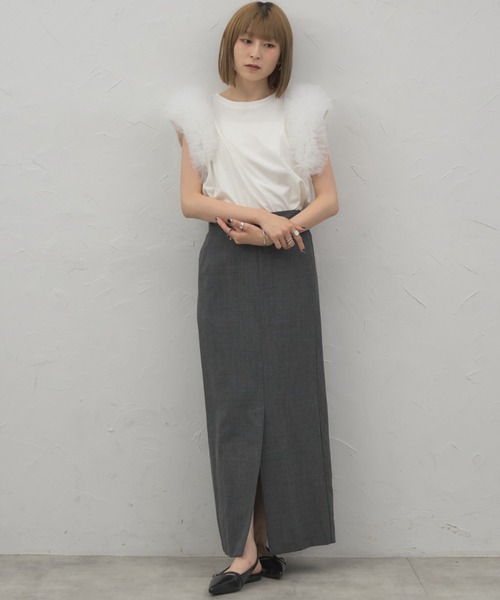 leimn(レイムン)の「フリルチュールスリーブトップス(Tシャツ/カットソー・レディース・ブラック/チャコールグレー/ホワイト・M)」の4枚目の写真