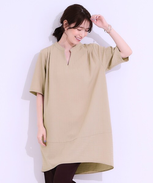 SHOO・LA・RUE（シューラルー）の「【洗える】楽に体型カバー叶う チュニックワンピース（チュニック・レディース・ベージュ系2/ブルー系7/ネイビー系2・04/03/02/01）」の8枚目の写真