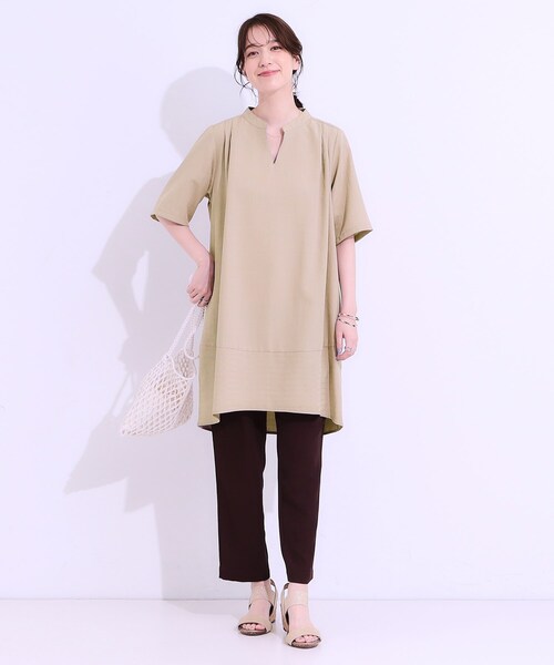 SHOO・LA・RUE（シューラルー）の「【洗える】楽に体型カバー叶う チュニックワンピース（チュニック・レディース・ベージュ系2/ブルー系7/ネイビー系2・04/03/02/01）」の10枚目の写真