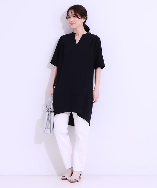 SHOO・LA・RUE（シューラルー）の「【洗える】楽に体型カバー叶う チュニックワンピース（チュニック・レディース・ベージュ系2/ブルー系7/ネイビー系2・04/03/02/01）」の14枚目の写真