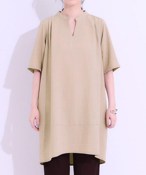 SHOO・LA・RUE（シューラルー）の「【洗える】楽に体型カバー叶う チュニックワンピース（チュニック・レディース・ベージュ系2/ブルー系7/ネイビー系2・04/03/02/01）」の16枚目の写真