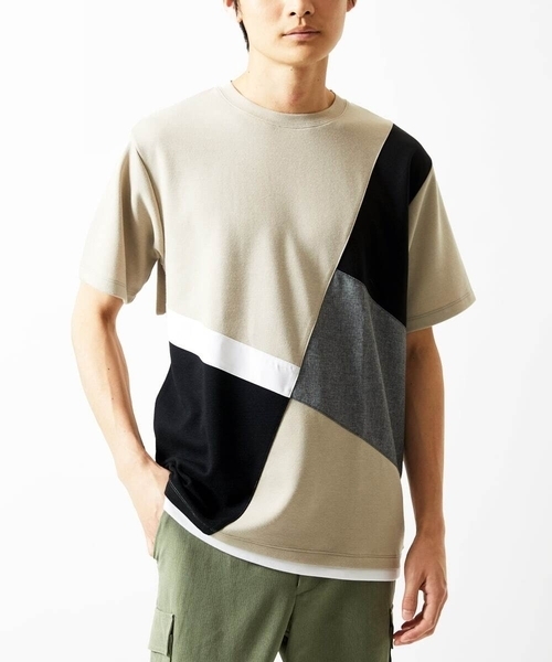 MK MICHEL KLEIN HOMME （エムケーミッシェルクランオム）の「【接触冷感】COOLタッチブロックTシャツ（Tシャツ/カットソー・メンズ・ホワイト/ブラック/アイボリー・46/48）」の2枚目の写真