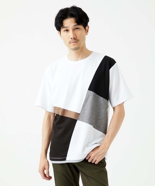 MK MICHEL KLEIN HOMME （エムケーミッシェルクランオム）の「【接触冷感】COOLタッチブロックTシャツ（Tシャツ/カットソー・メンズ・ホワイト/ブラック/アイボリー・46/48）」の7枚目の写真