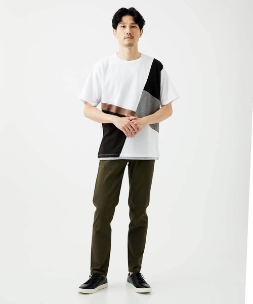 MK MICHEL KLEIN HOMME （エムケーミッシェルクランオム）の「【接触冷感】COOLタッチブロックTシャツ（Tシャツ/カットソー・メンズ・ホワイト/ブラック/アイボリー・46/48）」の8枚目の写真