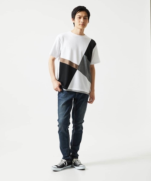 MK MICHEL KLEIN HOMME （エムケーミッシェルクランオム）の「【接触冷感】COOLタッチブロックTシャツ（Tシャツ/カットソー・メンズ・ホワイト/ブラック/アイボリー・46/48）」の10枚目の写真