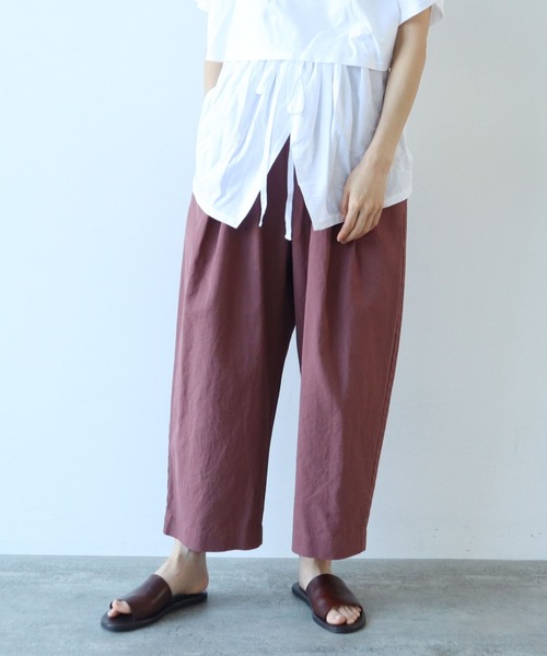 【yuni10周年】ハイツイスト コットン/リネン バックゴムパンツ yuni - ヴィンテージコットン バックゴムパンツ | clever elephant