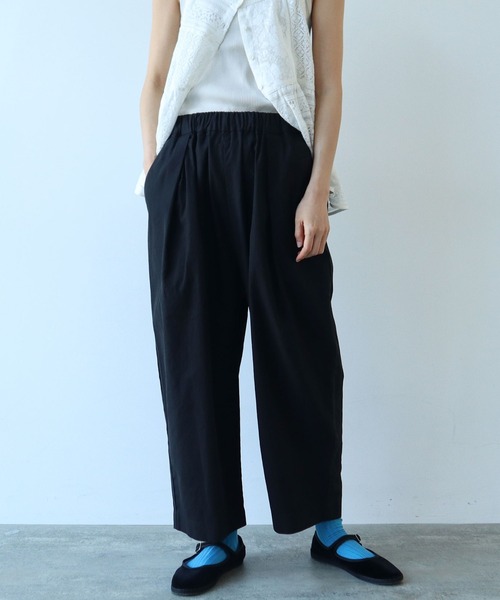 【yuni10周年】ハイツイスト コットン/リネン バックゴムパンツ セール】ハイツイストコットン プロダクトダイゴムタックパンツ