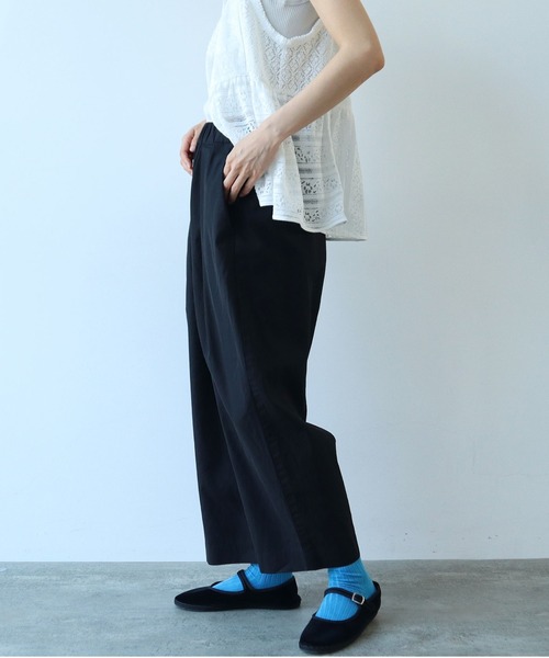 【yuni10周年】ハイツイスト コットン/リネン バックゴムパンツ セール】ハイツイストコットン プロダクトダイゴムタックパンツ