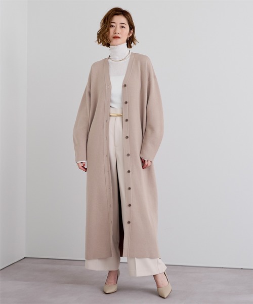 UR'S(ユアーズ)の「Vネックロングニットカーディガン/ワンピース(ワンピース・レディース・チャコール/ベージュ/ブラック・M/L/S)」の18枚目の写真