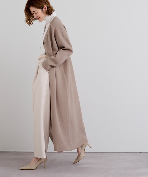 UR'S(ユアーズ)の「Vネックロングニットカーディガン/ワンピース(ワンピース・レディース・チャコール/ベージュ/ブラック・M/L/S)」の19枚目の写真