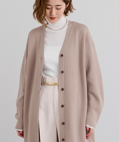 UR'S(ユアーズ)の「Vネックロングニットカーディガン/ワンピース(ワンピース・レディース・チャコール/ベージュ/ブラック・M/L/S)」の22枚目の写真