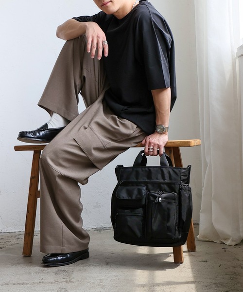 2wayスクエアユーティリティバッグ スクエアトートバッグ ナイロン ショルダーバッグ