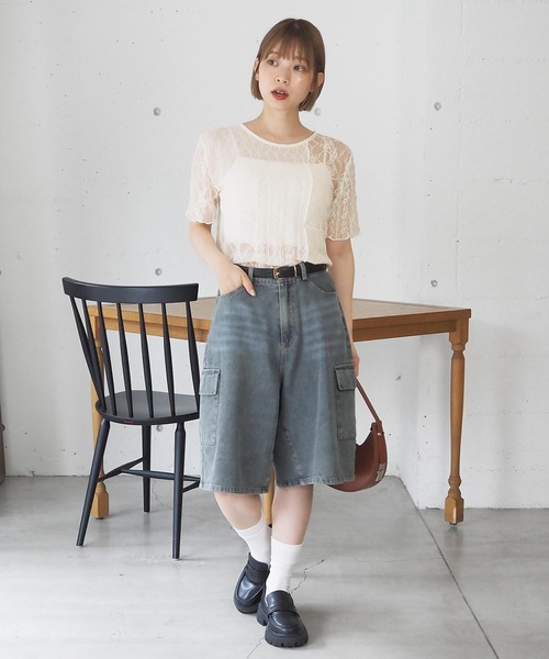 tiptop（ティップトップ）の「パッチワークレースTシャツ（Tシャツ/カットソー・レディース・アイボリー/ブラック・FREE）」の21枚目の写真