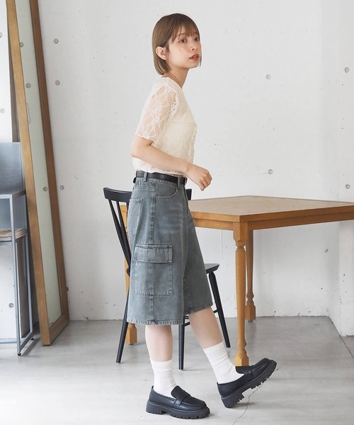 tiptop（ティップトップ）の「パッチワークレースTシャツ（Tシャツ/カットソー・レディース・アイボリー/ブラック・FREE）」の22枚目の写真