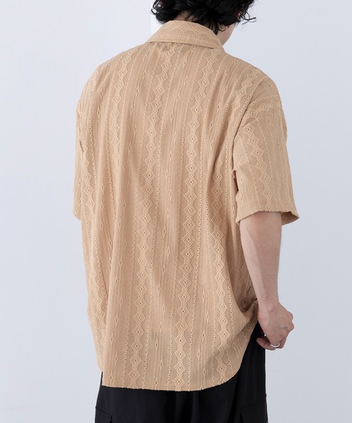 HAUS(ハウス)の「【HAUS】ジャカードストライプシャツ 242-3920-2(シャツ/ブラウス・メンズ・ブラック/ベージュ・M/L)」の5枚目の写真