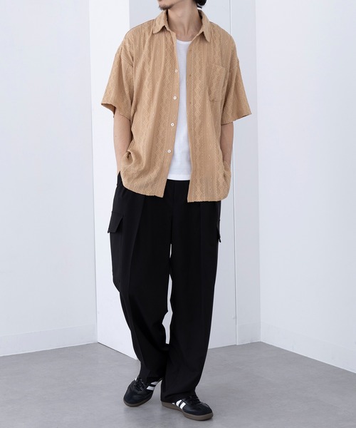 HAUS(ハウス)の「【HAUS】ジャカードストライプシャツ 242-3920-2(シャツ/ブラウス・メンズ・ブラック/ベージュ・M/L)」の7枚目の写真