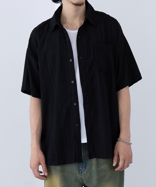 HAUS(ハウス)の「【HAUS】ジャカードストライプシャツ 242-3920-2(シャツ/ブラウス・メンズ・ブラック/ベージュ・M/L)」の8枚目の写真