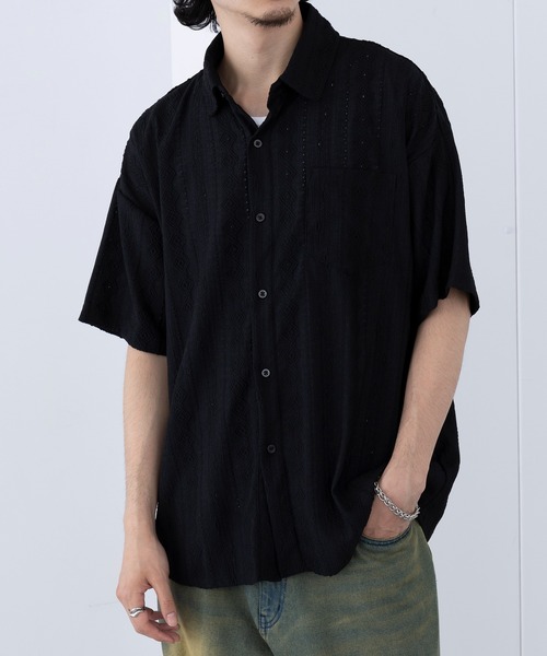 HAUS(ハウス)の「【HAUS】ジャカードストライプシャツ 242-3920-2(シャツ/ブラウス・メンズ・ブラック/ベージュ・M/L)」の10枚目の写真