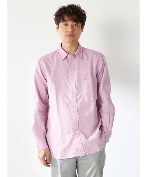 McGREGOR（マックレガー）の「麻混ハケ目シャツ（シャツ/ブラウス・メンズ・ネイビー/グレー系その他/バイオレット/ターコイズブルー・M/L/XL）」の4枚目の写真