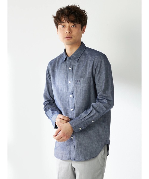 McGREGOR（マックレガー）の「麻混ハケ目シャツ（シャツ/ブラウス・メンズ・ネイビー/グレー系その他/バイオレット/ターコイズブルー・M/L/XL）」の3枚目の写真