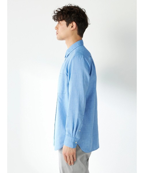 McGREGOR（マックレガー）の「麻混ハケ目シャツ（シャツ/ブラウス・メンズ・ネイビー/グレー系その他/バイオレット/ターコイズブルー・M/L/XL）」の6枚目の写真