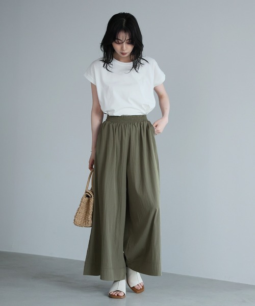 itto...（イット）の「ナチュラルワッシャーワイドパンツ（スラックス・レディース・ブラック/カーキ/サンドグレー・M）」の8枚目の写真