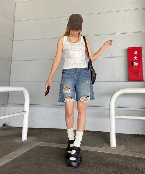 non-hedge（ノンヘッジ）の「レースロゴムラタンクトップ（タンクトップ・レディース・ブラック/オフホワイト/グレー/ベージュ・FREE）」の22枚目の写真