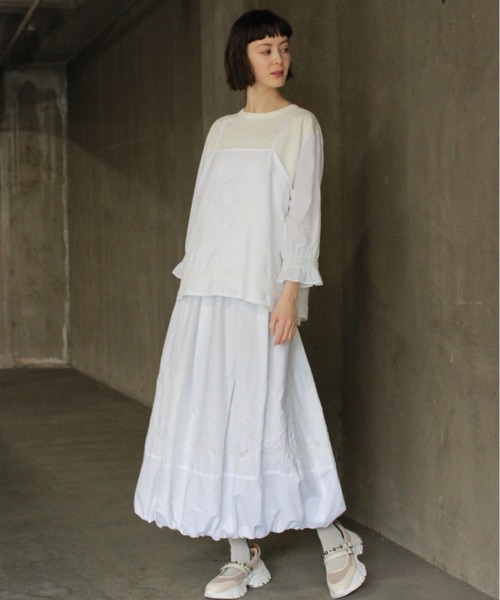 H.A.K(ハク)の「120/2ブロード ケーキ柄レースバルーンスカート(裏地付き)(スカート・レディース・ブラック/ホワイト・FREE)」の5枚目の写真