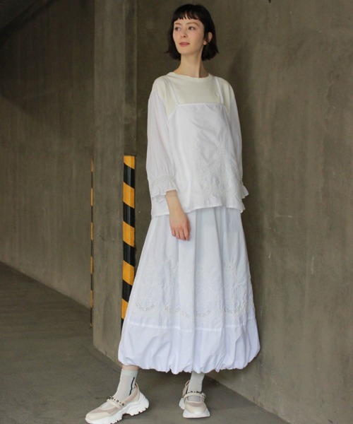 H.A.K(ハク)の「120/2ブロード ケーキ柄レースバルーンスカート(裏地付き)(スカート・レディース・ブラック/ホワイト・FREE)」の7枚目の写真