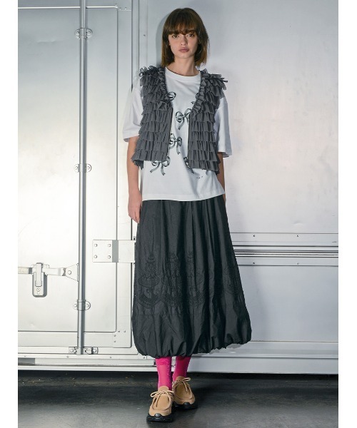 H.A.K(ハク)の「120/2ブロード ケーキ柄レースバルーンスカート(裏地付き)(スカート・レディース・ブラック/ホワイト・FREE)」の9枚目の写真