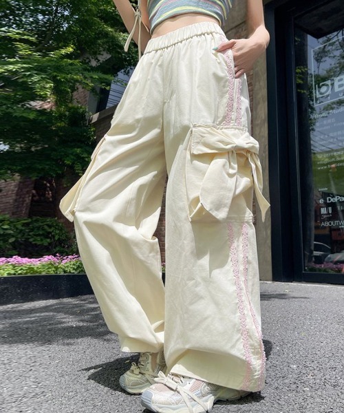 POPPY あさぎーにょ ギャザーリボンカーゴパンツ POPPY あさぎーにょ ギャザーリボンカーゴパンツ GATHER RIBBON