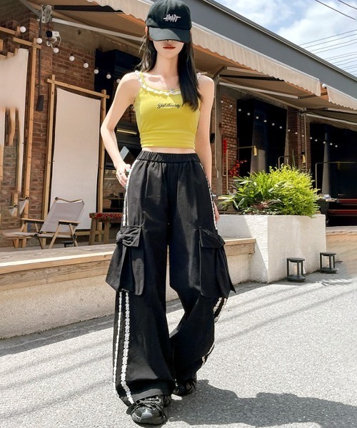 Jane Marple　ジェーンマープル　グレー　リボン　カーゴパンツ　ポケット Jane Marple ジェーンマープル グレー リボン カーゴパンツ