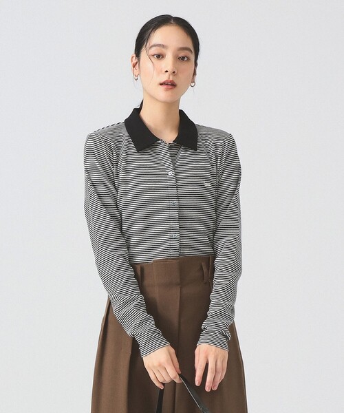 Ray BEAMS(レイビームス)の「Lee / BORDER WAFFLE SHIRTS(Tシャツ/カットソー・レディース・ブラック/ブルー・MEDIUM)」の2枚目の写真