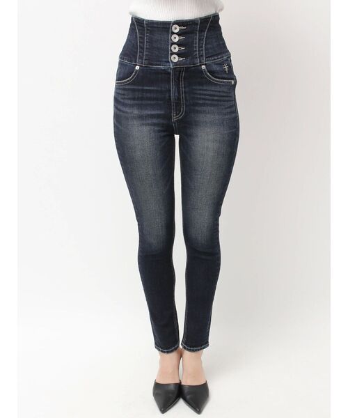 GYDA(ジェイダ)の「ハイウエスト STUPID IN RICH embroideryスキニーデニムパンツ(デニムパンツ・レディース・インディゴブルー/ライトブルー・X-SMALL/SMALL/MEDIUM)」の16枚目の写真