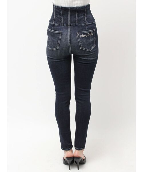 GYDA(ジェイダ)の「ハイウエスト STUPID IN RICH embroideryスキニーデニムパンツ(デニムパンツ・レディース・インディゴブルー/ライトブルー・X-SMALL/SMALL/MEDIUM)」の18枚目の写真