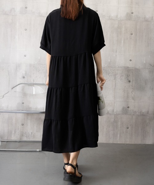 Miniministore(ミニミニストア)の「リボンタイ ティアードワンピースミモレ丈(ワンピース・レディース・ブラック・M/XL/L)」の19枚目の写真