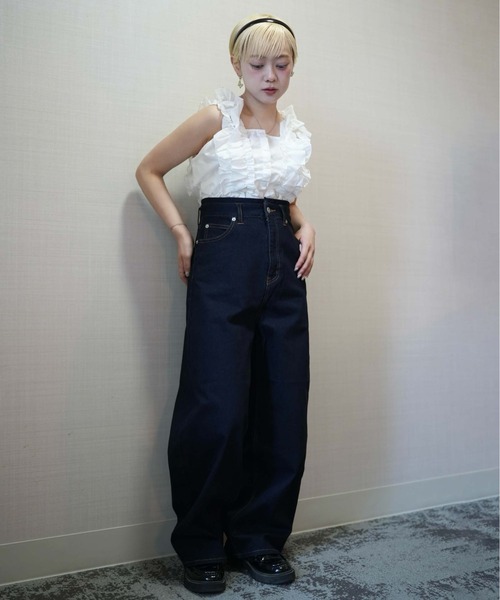 ZOZOMARKET（ゾゾマーケット）の「ZOZOMARKET by aoi - ハイウエストワイドカーブデニム（デニムパンツ・レディース・ネイビー・マルチサイズ）」の12枚目の写真