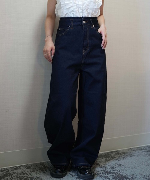 ZOZOMARKET（ゾゾマーケット）の「ZOZOMARKET by aoi - ハイウエストワイドカーブデニム（デニムパンツ・レディース・ネイビー・マルチサイズ）」の7枚目の写真