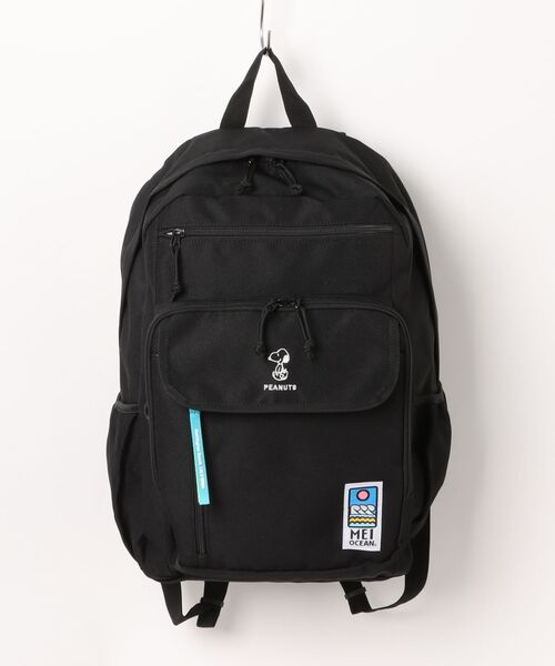 MEI OCEAN(メイオーシャン)の「MEI OCEAN バックパック スヌーピーコラボ 28L(ST)(バックパック/リュック・メンズ・ブラック・FREE)」の1枚目の写真