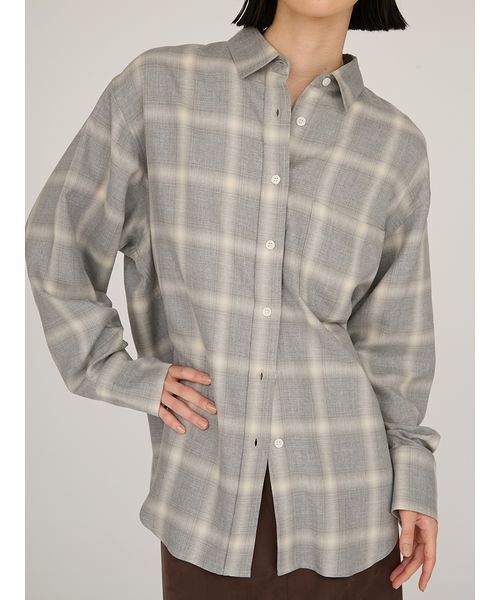 emmi（エミ）の「チェックオーバーシャツ（シャツ/ブラウス・レディース・ネイビー/ブラック/グレー・F）」の18枚目の写真