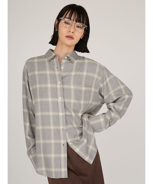 emmi（エミ）の「チェックオーバーシャツ（シャツ/ブラウス・レディース・ネイビー/ブラック/グレー・F）」の22枚目の写真