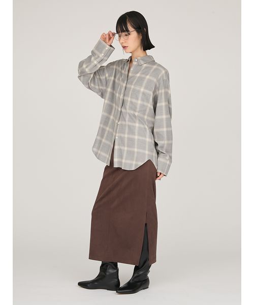 emmi（エミ）の「チェックオーバーシャツ（シャツ/ブラウス・レディース・ネイビー/ブラック/グレー・F）」の8枚目の写真