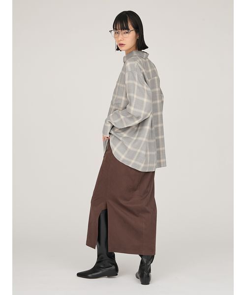 emmi（エミ）の「チェックオーバーシャツ（シャツ/ブラウス・レディース・ネイビー/ブラック/グレー・F）」の9枚目の写真