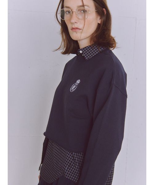 emmi（エミ）の「チェックオーバーシャツ（シャツ/ブラウス・レディース・ネイビー/ブラック/グレー・F）」の3枚目の写真