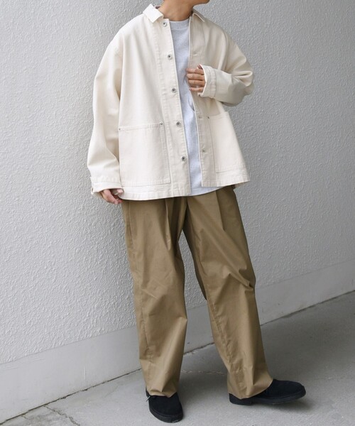 カラーデニムカバーオール (アイボリー) KRIFF MAYER（クリフメイヤー）の「ノーカラーデニムカバーオール