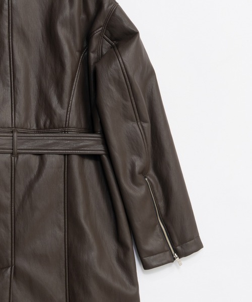 PRANK PROJECT（プランクプロジェクト）の「ヴィーガンレザーオーバーロングコート / Vegan Leather Overlong Coat（ステンカラーコート・レディース・ブラック/ブラウン・FREE）」の19枚目の写真