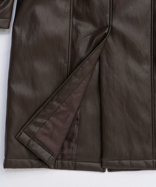 PRANK PROJECT（プランクプロジェクト）の「ヴィーガンレザーオーバーロングコート / Vegan Leather Overlong Coat（ステンカラーコート・レディース・ブラック/ブラウン・FREE）」の17枚目の写真